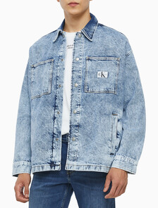 Buy 남성 오버사이즈 라이트 워시 셔츠 자켓 in color CHALKY BLUE