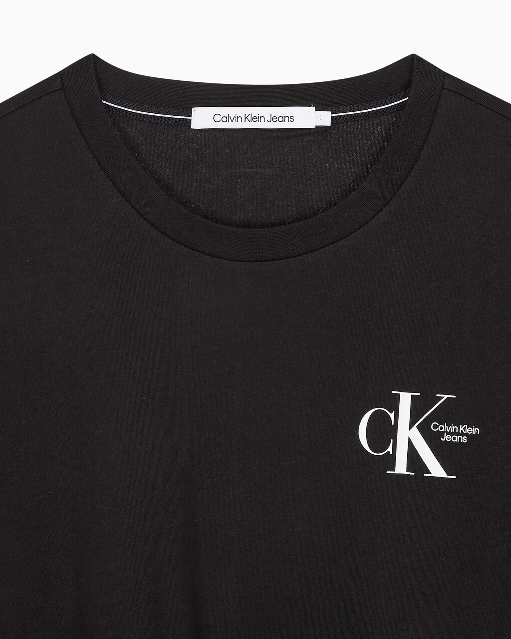 Buy 남녀공용 릴렉스핏 헤비 코튼 로고 반팔 티셔츠 in color CK BLACK