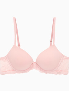 Buy 여성 센슈얼 스트레치 레이스 리프트 데미 브라 in color Pink