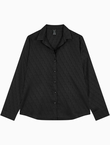 Buy 여성 새틴 자카드 롱슬리브 탑 in color BLACK