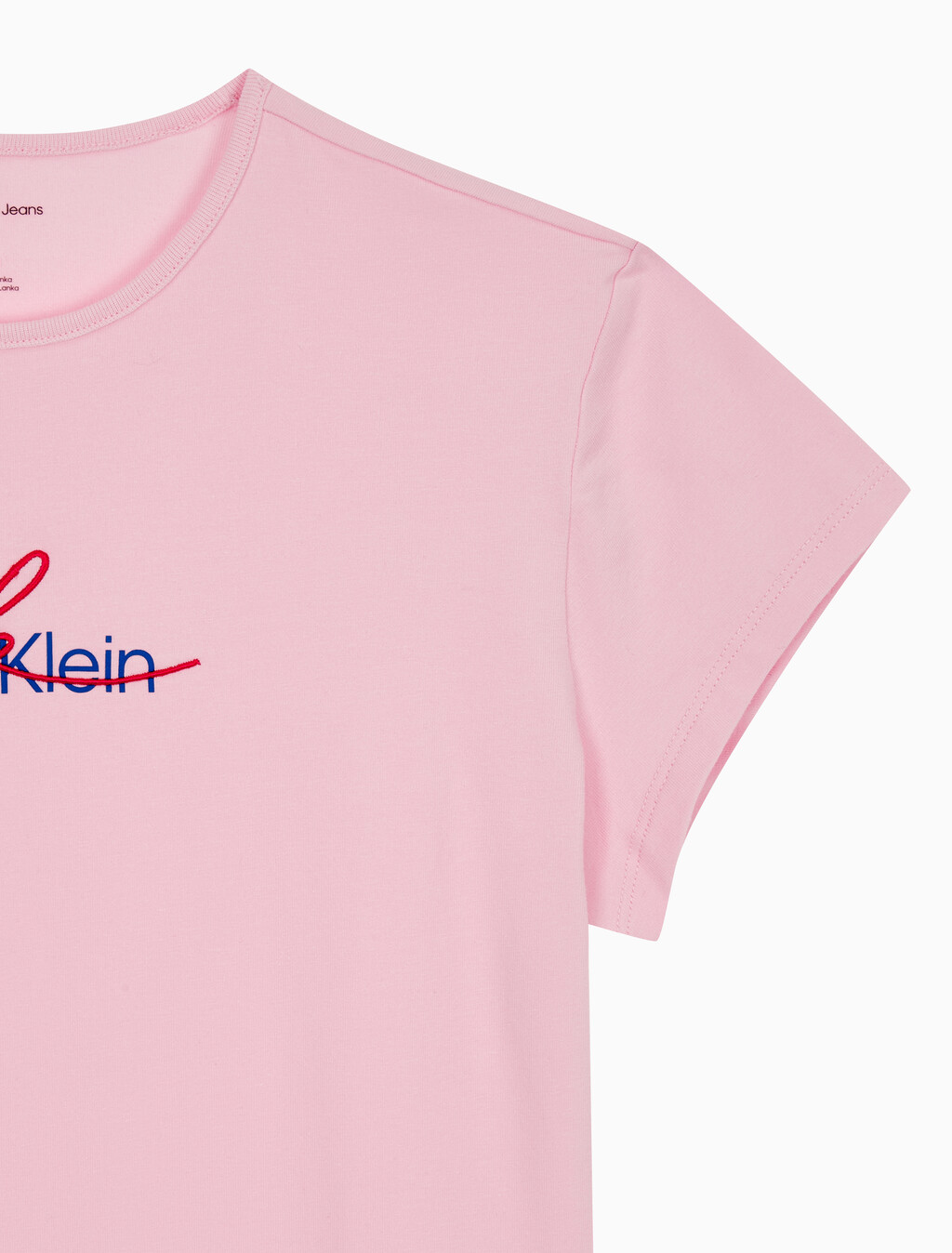 Buy 여성 슬림 스크립 CK로고 반팔 티셔츠 in color PASTEL PINK