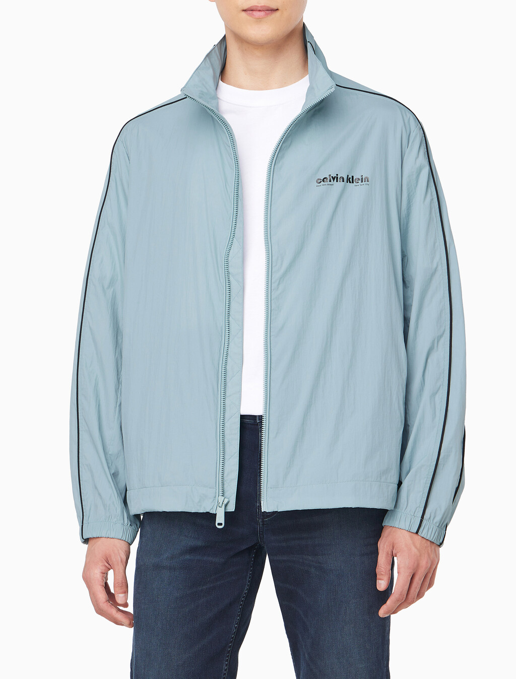 Buy 남성 릴렉스핏 스탠드 카라 트랙 자켓 in color STONE BLUE