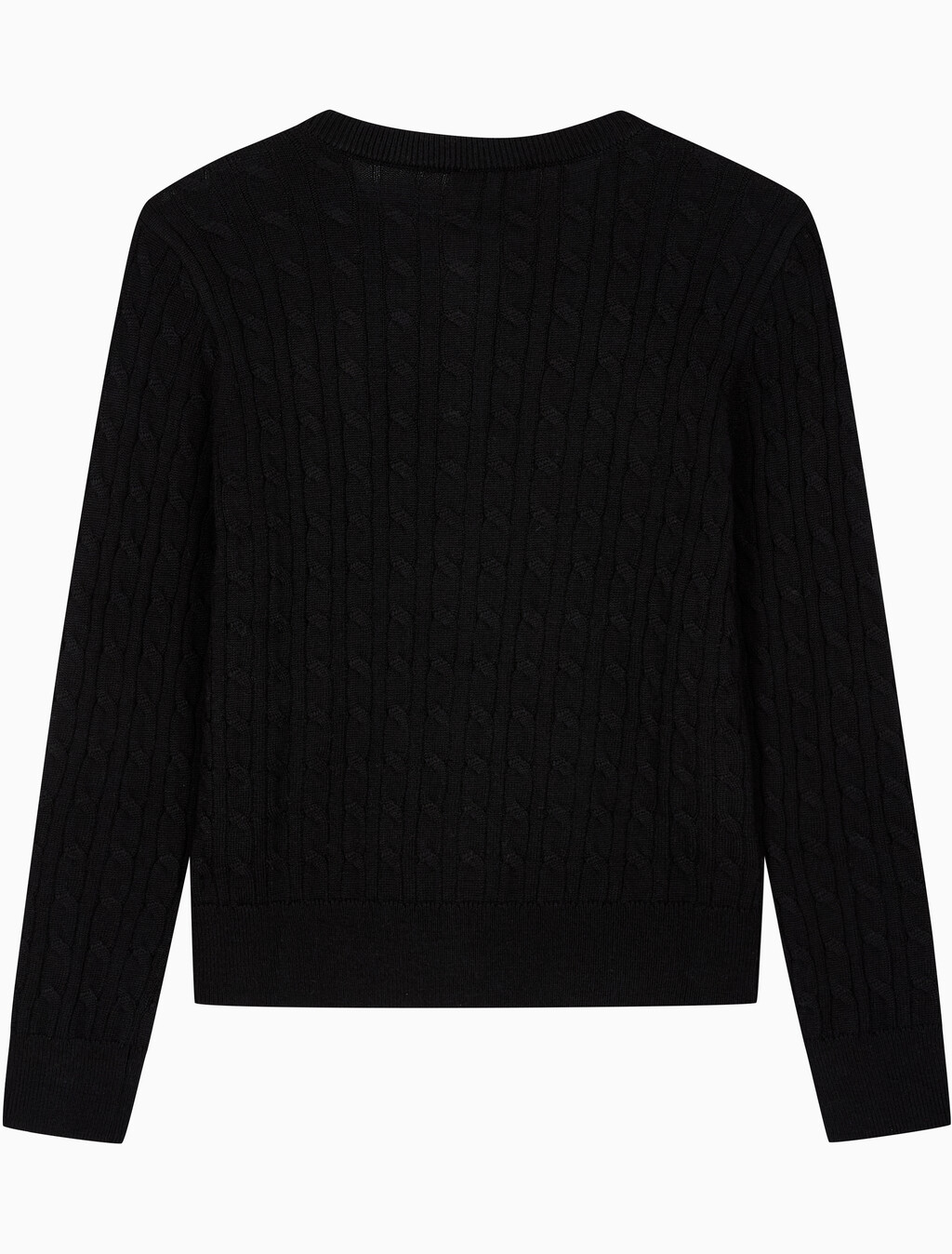 Buy 여성 울 케이블 크루넥 가디건 in color BLACK