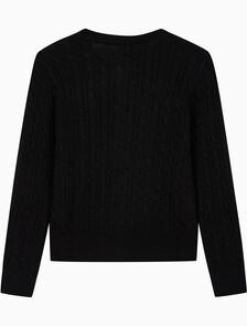 Buy 여성 울 케이블 크루넥 가디건 in color BLACK