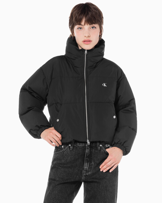 여성 볼륨 넥 크롭 다운 푸퍼
