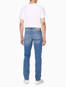 Buy 남성 어센틱 스트레이트핏 미드블루 이탈리안 데님 in color MID BLUE BACK EMBRO