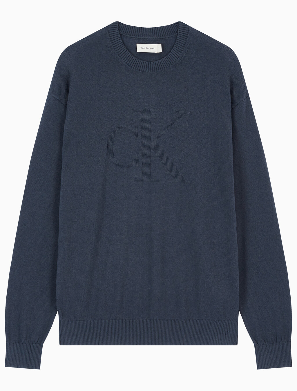 Buy 남성 CK 인타르시아 믹스 스티치 스웨터 in color NAVY