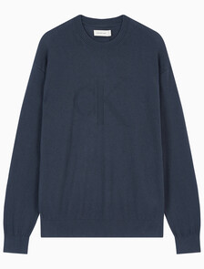 Buy 남성 CK 인타르시아 믹스 스티치 스웨터 in color NAVY