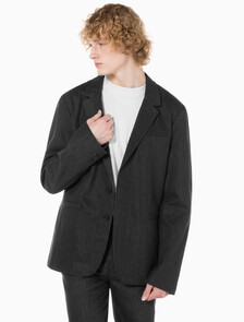 Buy 남성 롱슬리브 언라인드 스트럭쳐 블레이저 in color CHARCOAL