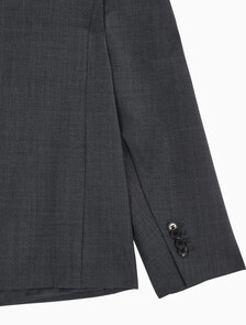 Buy 유니섹스 롱슬리브 울 블렌드 슬림 블레이저 in color CHARCOAL
