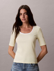 Buy 여성 베이비립 스쿱 컷아웃 탑 in color Light Yellow