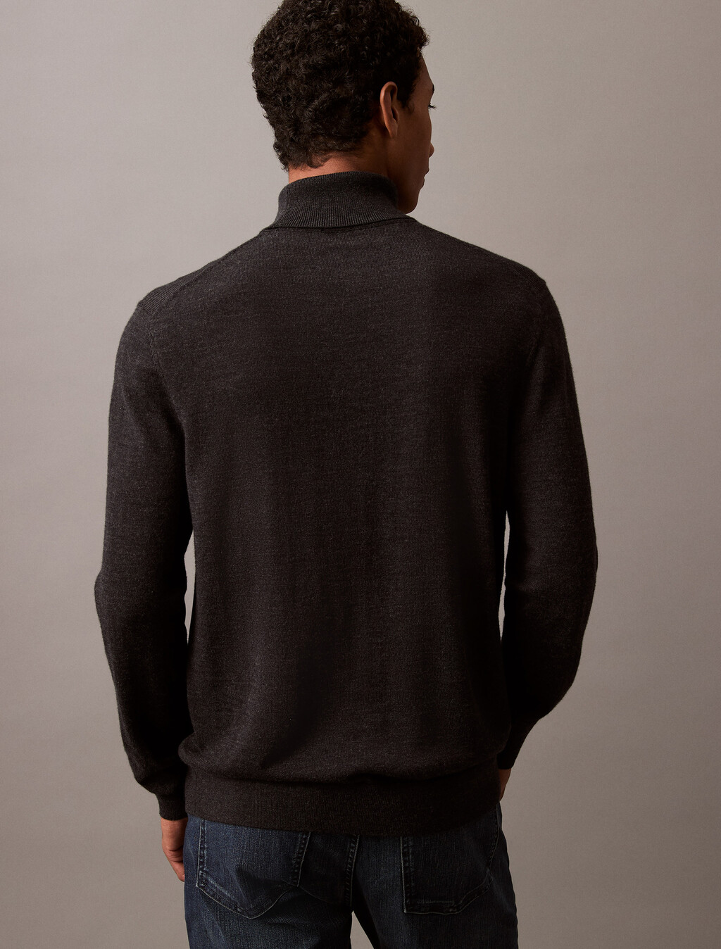 Buy 남성 롱슬리브 엑스트라 파인 메리노 울 터틀넥 in color CHARCOAL HEATHER