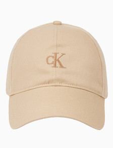 Buy 남녀공용 CKJ 스몰 모노그램 로고 볼캡 in color BEIGE