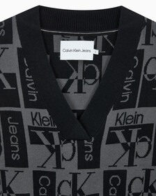 Buy 여성 브이넥 AOP 베스트 in color CK BLACK