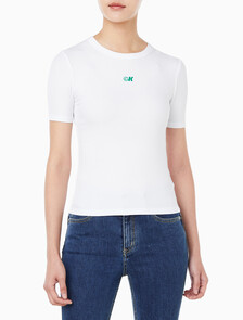 Buy 여성 모달 립 반팔 티셔츠 in color BRILLIANT WHITE