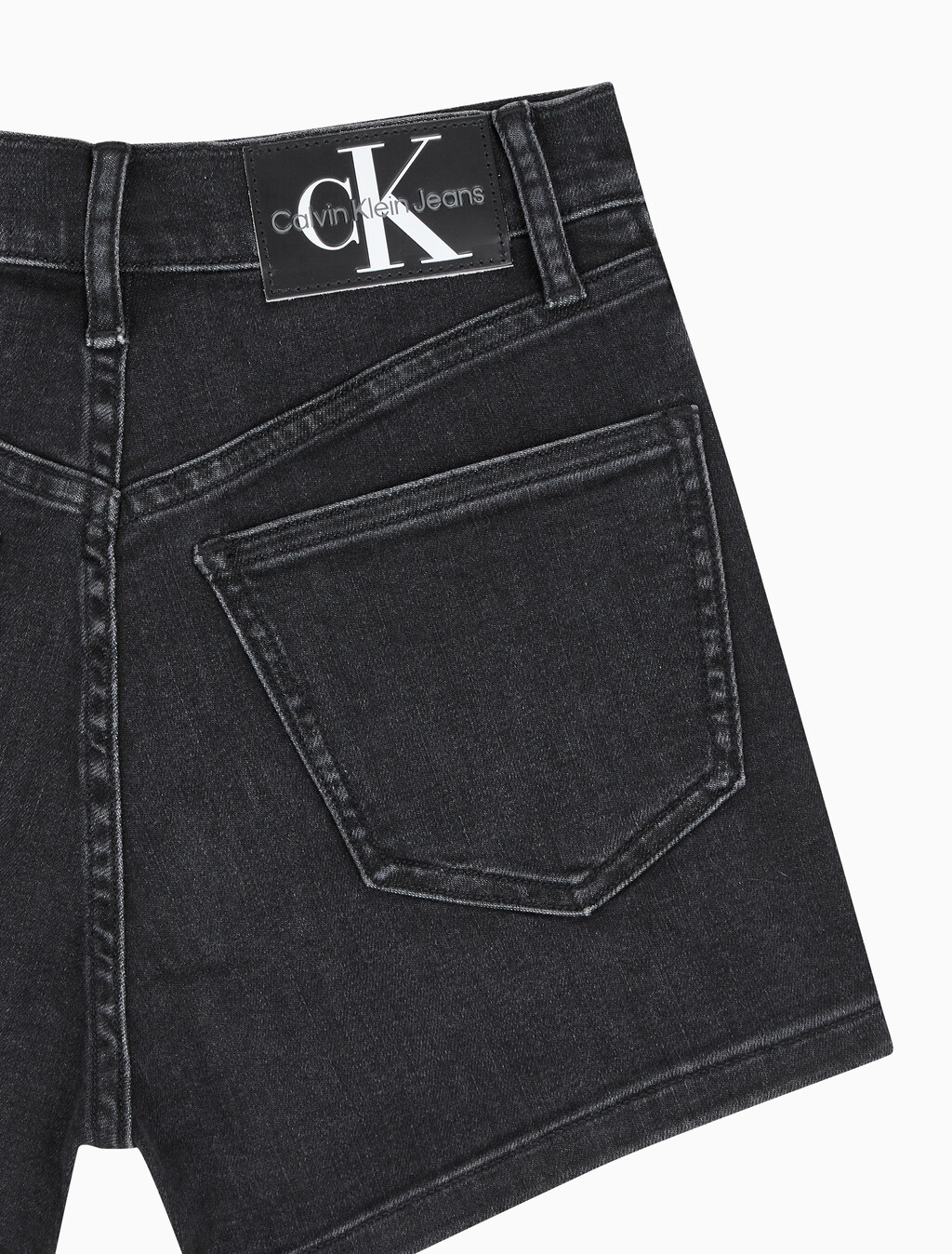 Buy 여성 하이라이즈 블랙 데님 쇼츠 in color WASHED BLACK LOGO LACE