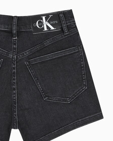 Buy 여성 하이라이즈 블랙 데님 쇼츠 in color WASHED BLACK LOGO LACE