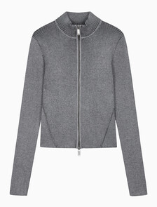 Buy 여성 L/S 풀 집업 스웨터 in color Grey