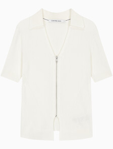 Buy 여성 반팔 집 폴로 스웨터 in color WHITE