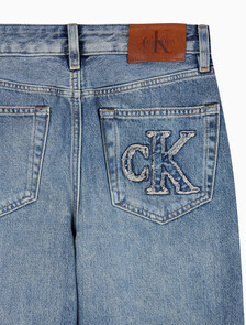 Buy 여성 시그니처 90S 스트레이트핏 미드블루 데님 in color Mid blue