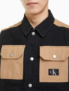 Buy 남성 캔버스 포켓 데님 베스트 in color WASHED BLACK LOGO LACE