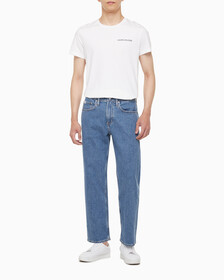 Buy 남성 90'S 스트레이트핏 크롭 데님 in color MID BLUE BACK EMBRO