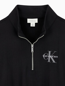 Buy 남성 프리미엄 테리 마이크로 모노로고 쿼터지퍼 풀오버 in color BLACK