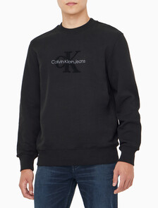 Buy 남성 셔닐 모노로고 기모 스웻셔츠 in color CK BLACK