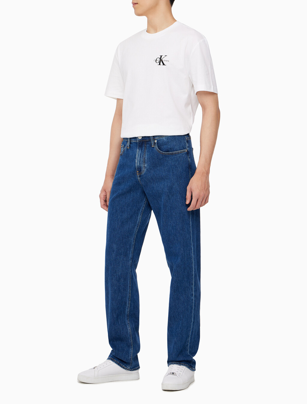 Buy 남성 90's 스트레이트핏 미드블루 데님 in color MID BLUE BACK EMBRO