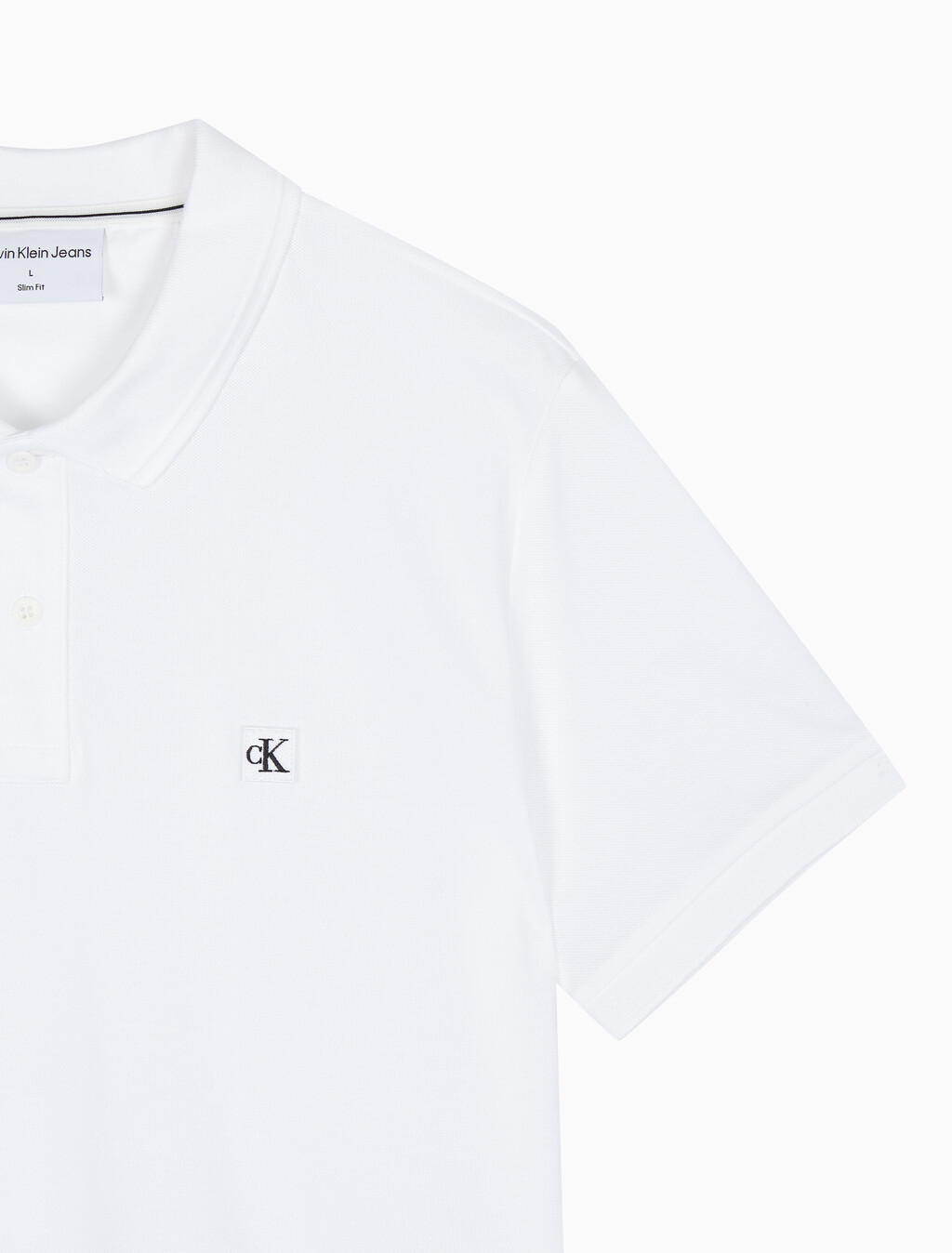 Buy 남성 슬림핏 CK 로고 뱃지  폴로 티셔츠 in color BRIGHT WHITE