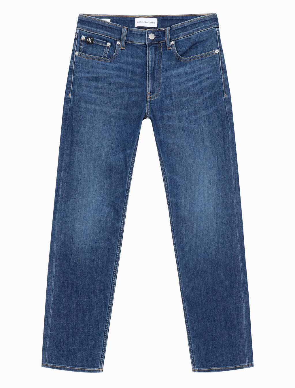 Buy 남성 슬림 스트레이트핏 다크 블루 크롭 데님 in color BLUE BLACK HANGER LOOP