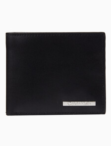 Buy 남성 CK 레더 플라크 빌폴드 in color BLACK