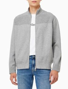 Buy 남성 스탠드 카라 니트 집업 가디건 in color LIGHT GREY HEATHER