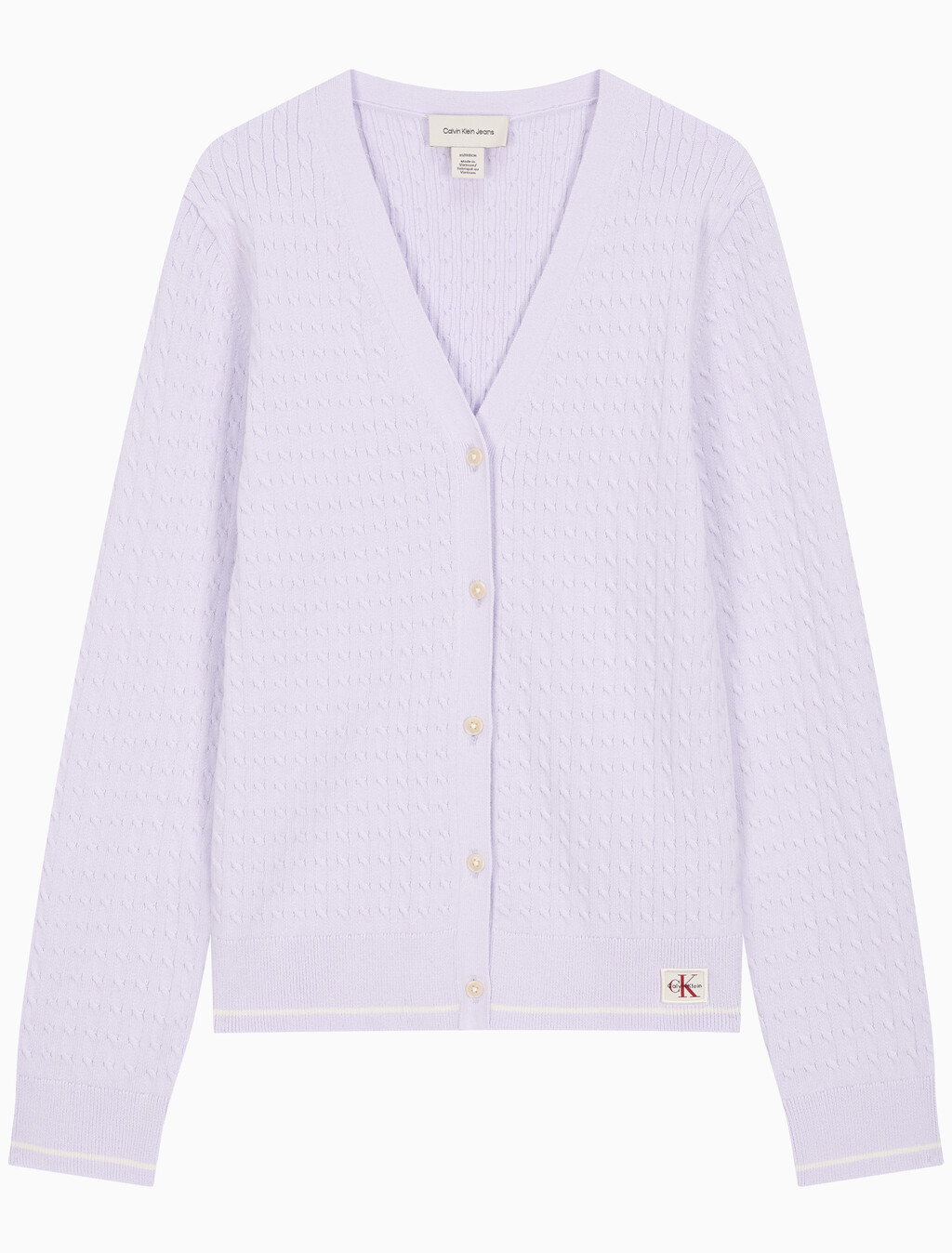 Buy 여성 우븐라벨 케이블 가디건 in color Light Pink