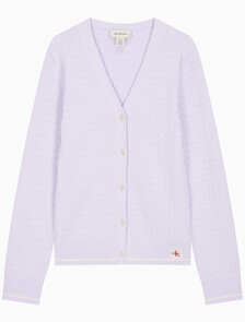 Buy 여성 우븐라벨 케이블 가디건 in color Light Pink