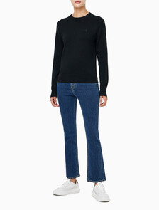 Buy 여성 크루넥 파인 스웨터 in color CK BLACK