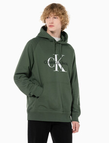 Buy 남성 롱슬리브 릴렉스핏 모노그램로고 후디 in color KHAKI