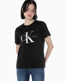 Buy 여성 스트레이트핏 모노그램로고 크루넥 반팔 티셔츠 in color CK BLACK