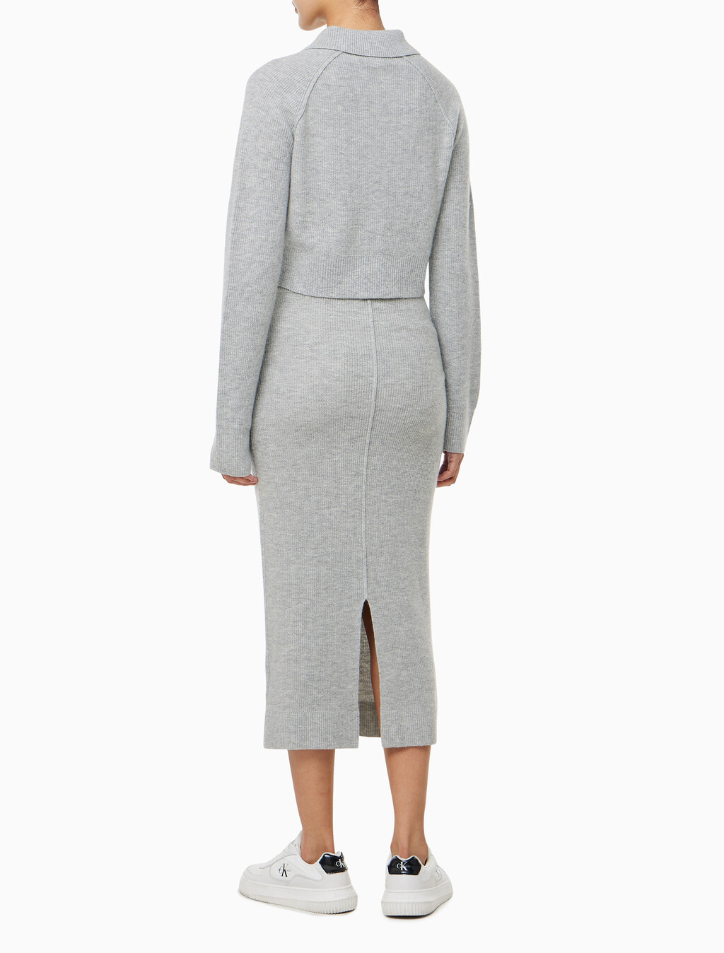Buy 여성 하이라이즈 스웨터 미디 스커트 in color LIGHT GREY HEATHER