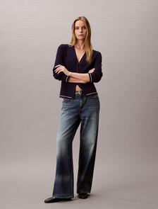 Buy 여성 우븐라벨 케이블 가디건 in color Evening Blue