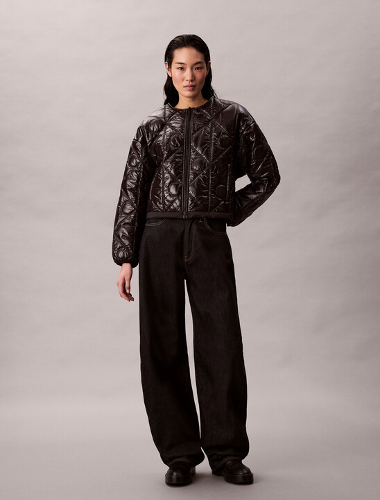 여성 로고 퀼티드 패딩 자켓