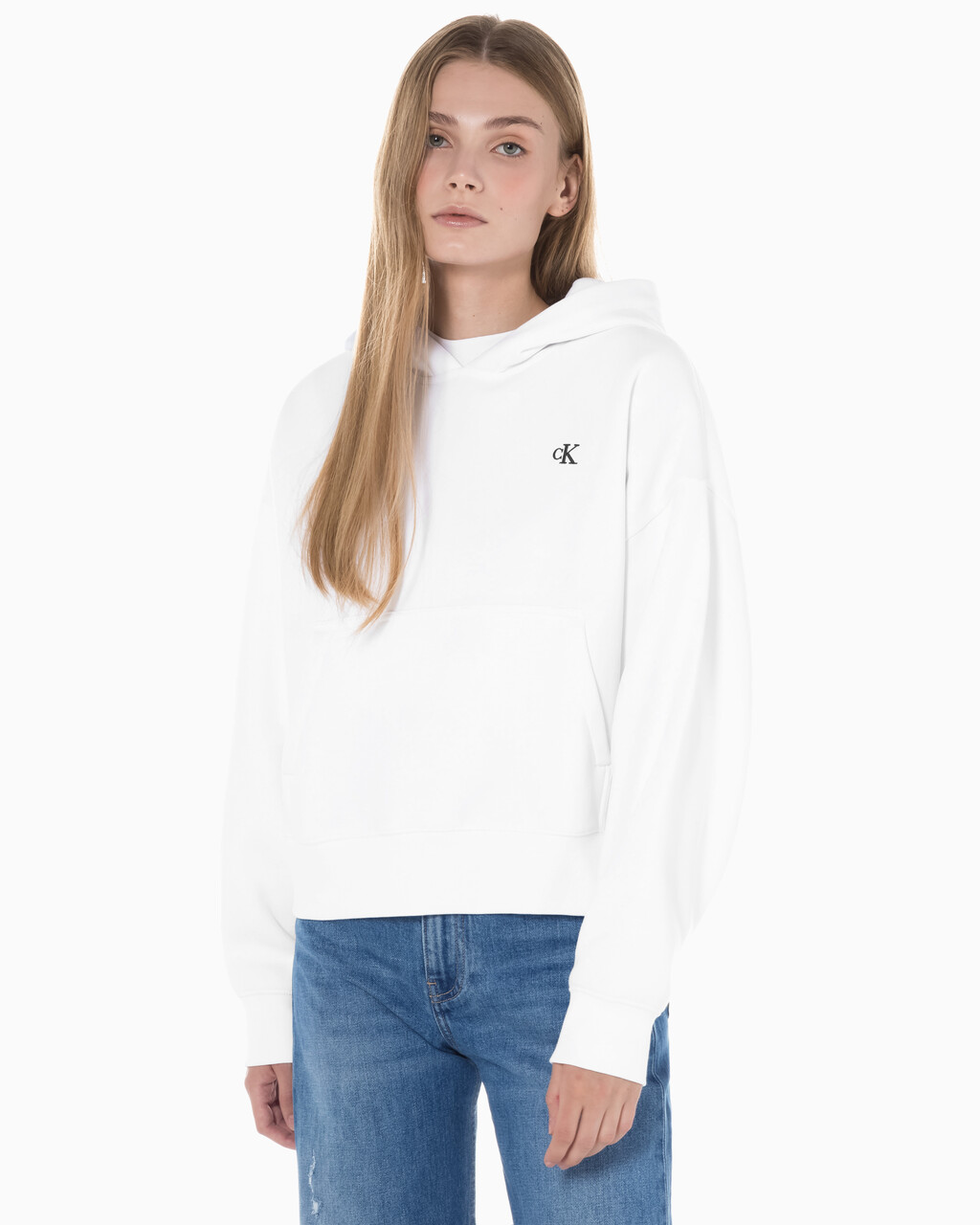 Buy 여성 아카이브 로고 플리스 후디 in color BRILLIANT WHITE