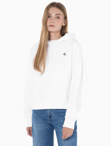 Buy 여성 아카이브 로고 플리스 후디 in color BRILLIANT WHITE