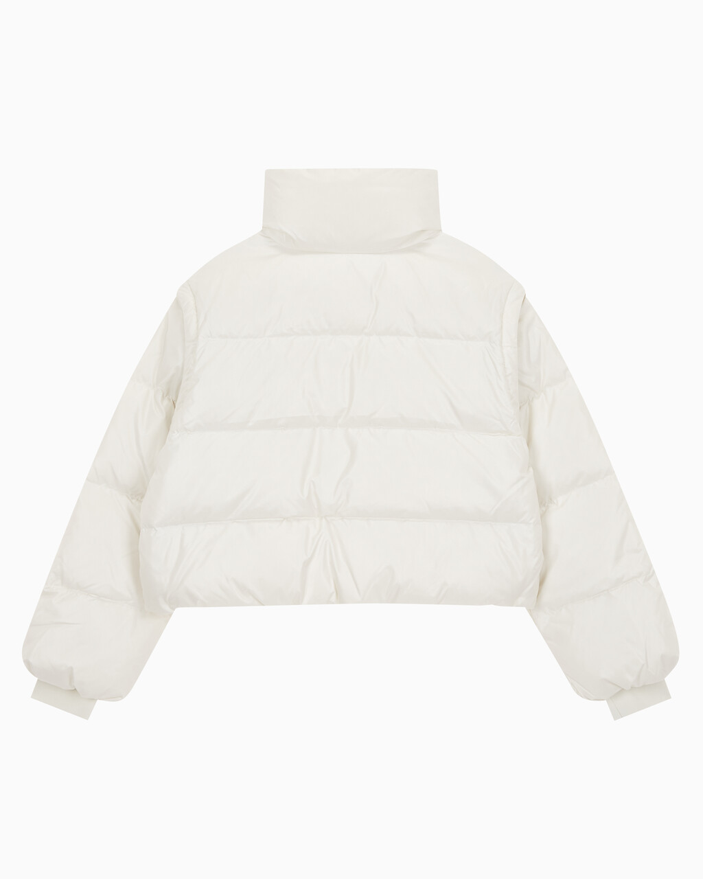 Buy 여성 글로시 디터쳐블 크롭 다운 푸퍼 in color WHITE