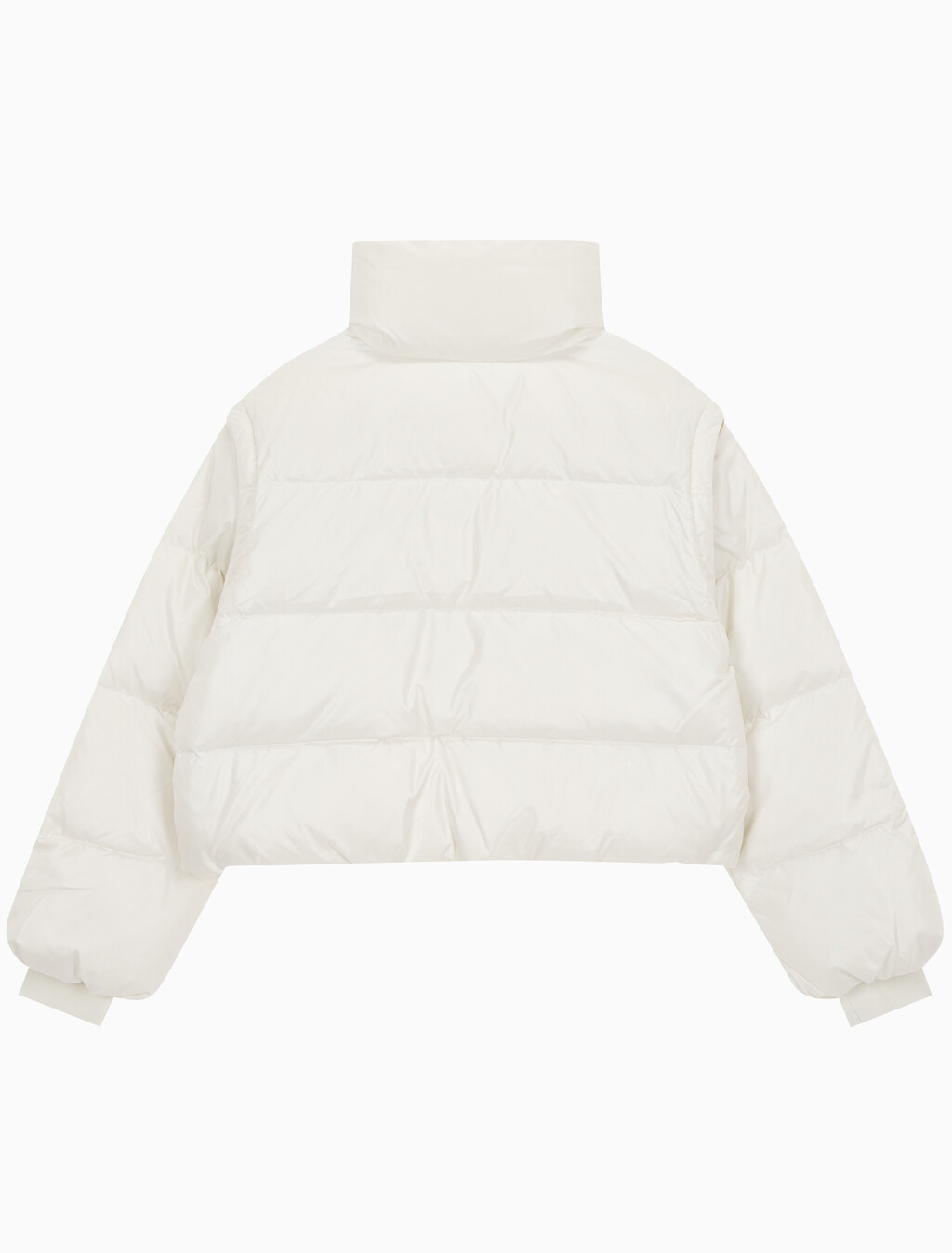 Buy 여성 글로시 디터쳐블 크롭 다운 푸퍼 in color WHITE