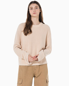 Buy 여성 롱슬리브 라운드넥 스웨터 in color Neutral Tan-231ABZ
