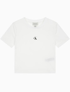 Buy 여성 슬림핏 베이비 크롭 반팔 티셔츠 in color BRIGHT WHITE