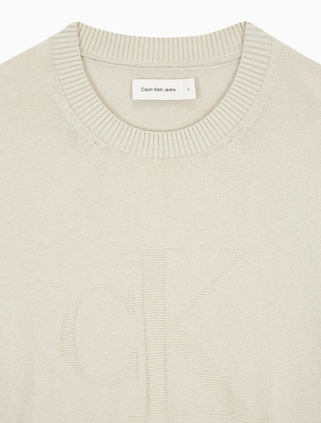 Buy 남성 CK 인타르시아 믹스 스티치 스웨터 in color BEIGE