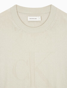 Buy 남성 CK 인타르시아 믹스 스티치 스웨터 in color BEIGE