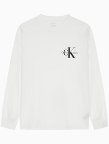 Buy 남녀공용 릴렉스핏 모노그램 로고 긴팔 티셔츠 in color BRIGHT WHITE